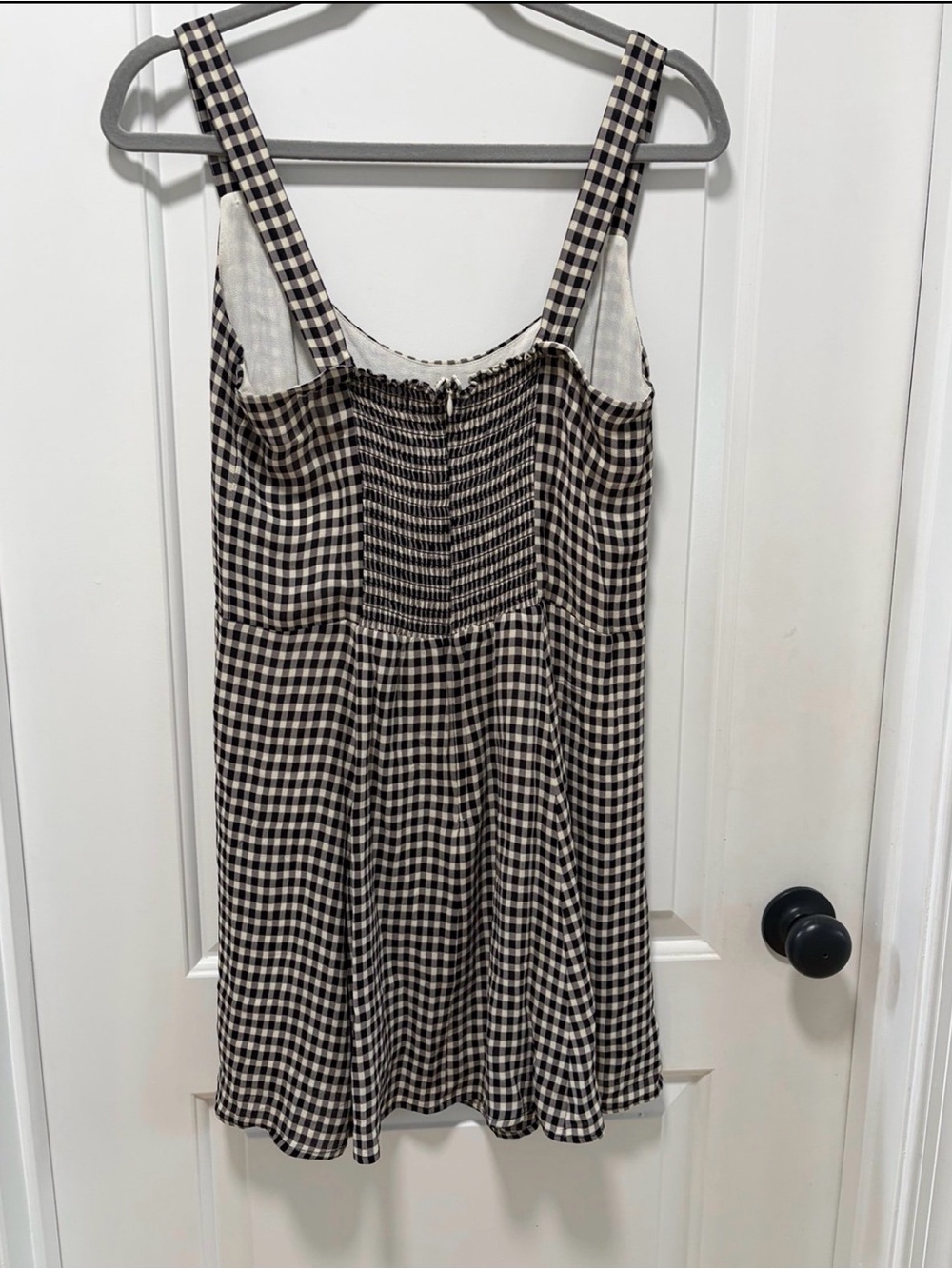 Reformation Tai Gingham Mini Dress size 12 Black Cream Gold Heart Buttons‎ - Picture 10 of 11